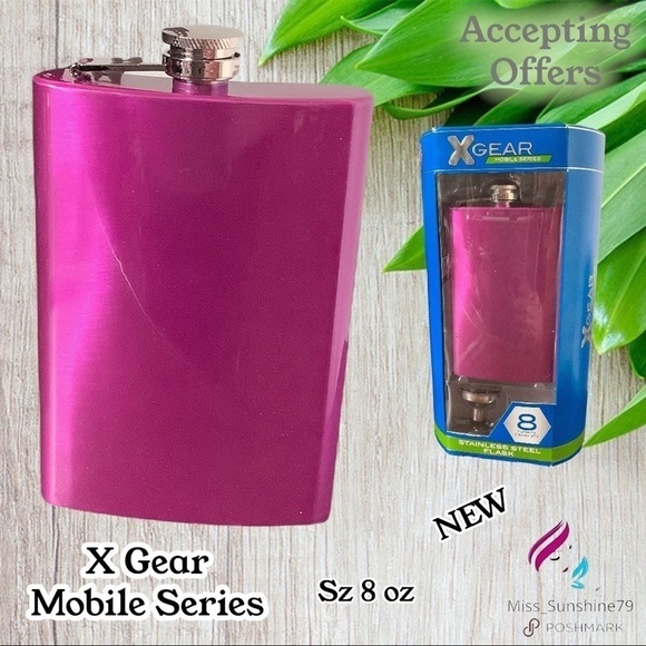 X Gear Mobile Series - NEW in Box - Stainless Steel flask HOT PINK 8 oz & funnel - Picture 1 of 6